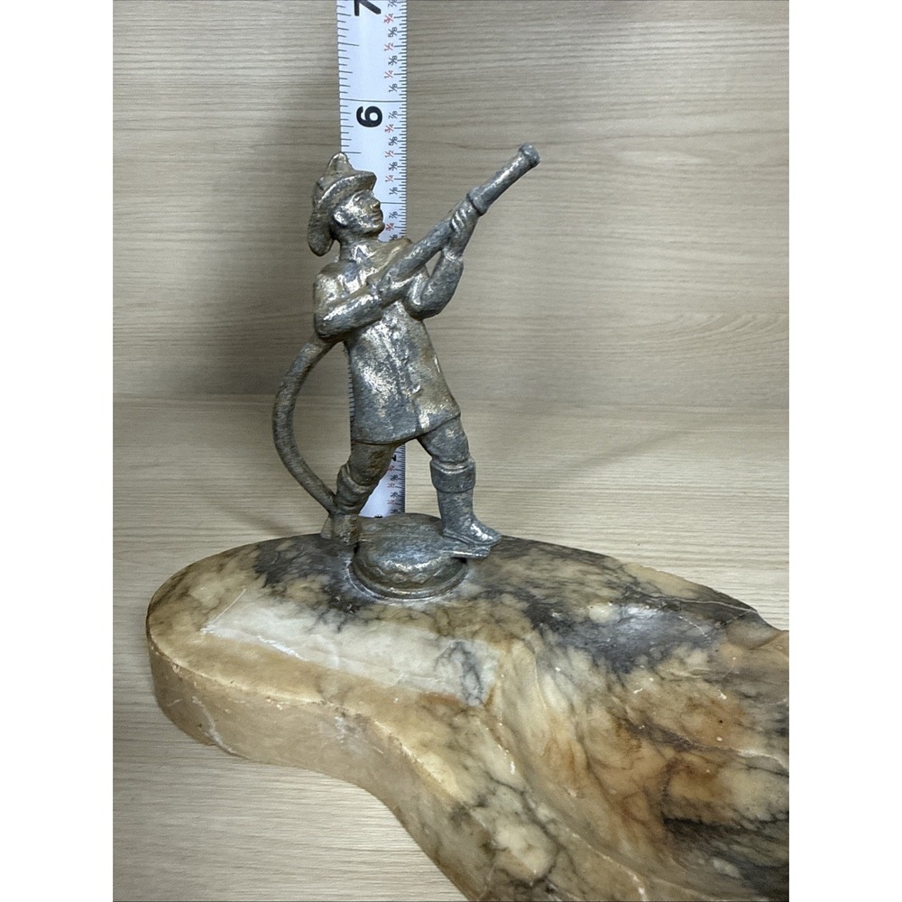 Vintage Bronze/Silver/Gold & Marble Firefighter Ashtray, Trinket Dish Italy EUC - Picture 3 of 7